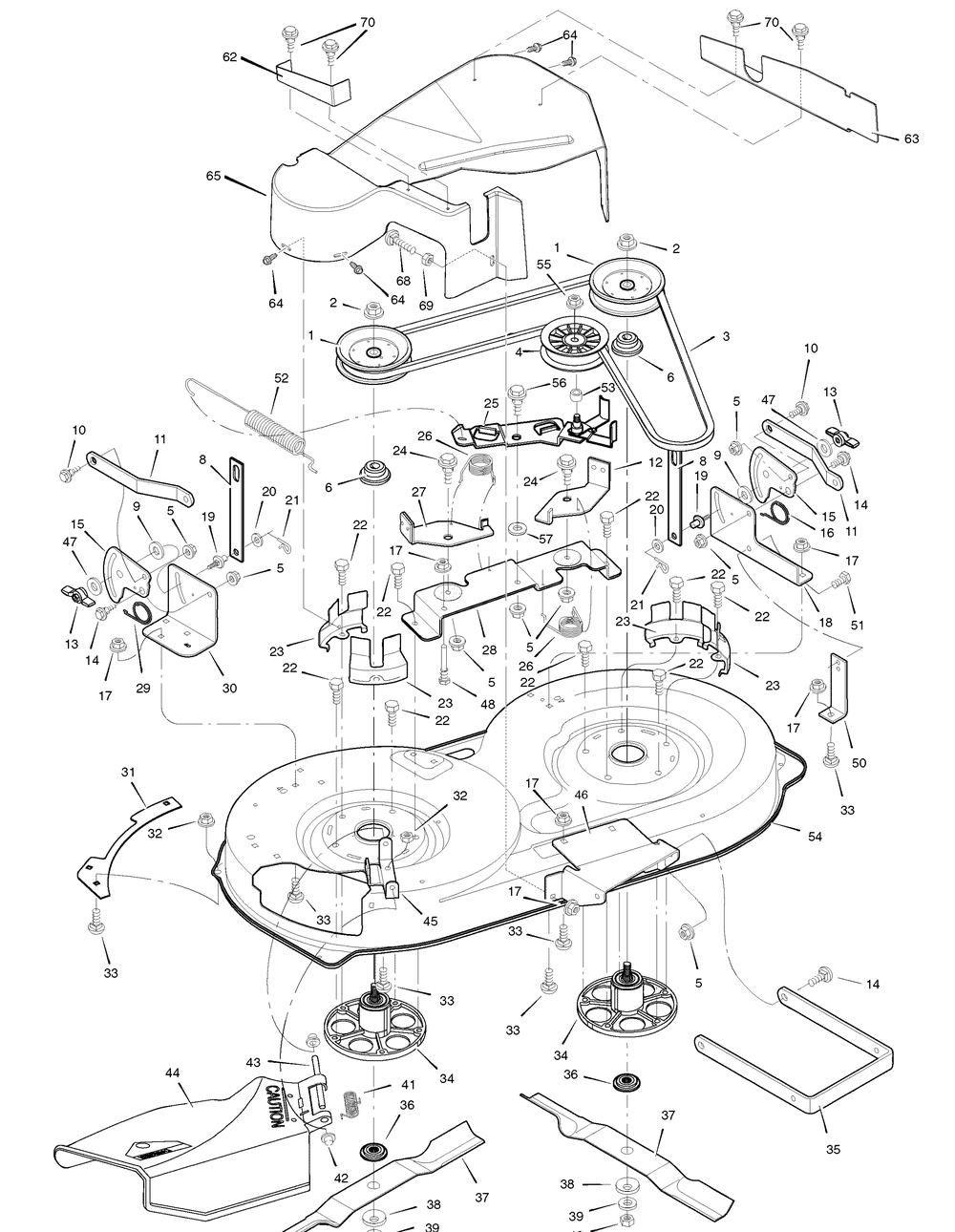 Mower Housing Diagram and Parts List for 7800319-385048X151 2008 Briggs and Stratton Lawn Tractor